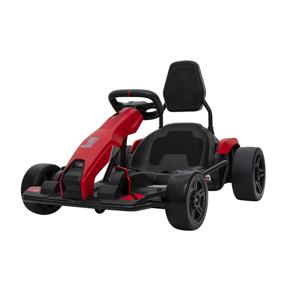 Akumuliatorinis kartingas „Fast 3 Drift“ vaikams, raudonas + Driftavimo funkcija + 2x150 W varikliai + LED apšvietimas + Saugos-