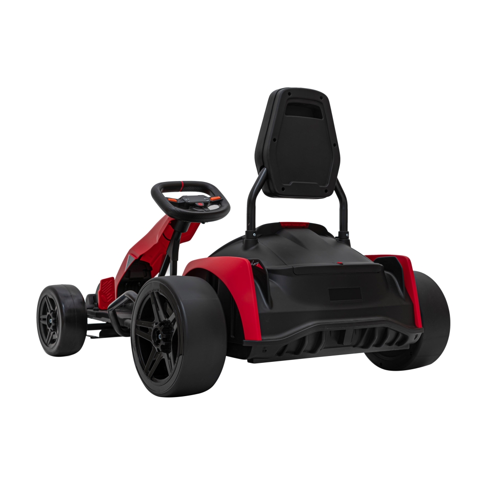 Akumuliatorinis kartingas „Fast 3 Drift“ vaikams, raudonas + Driftavimo funkcija + 2x150 W varikliai + LED apšvietimas + Saugos-
