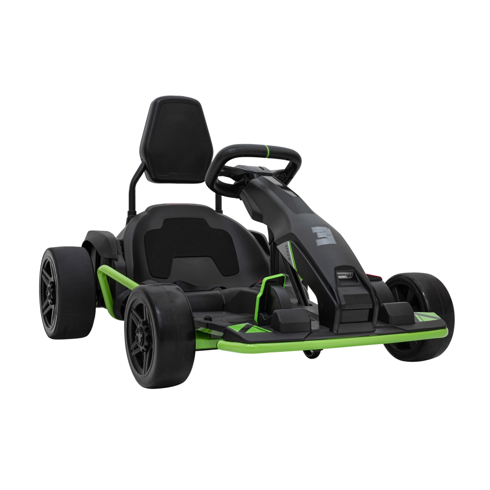 Akumuliatorinis kartingas „Fast 3 Drift“ vaikams, juodos spalvos + Driftavimo funkcija + 2x150 W varikliai + LED apšvietimas + S
