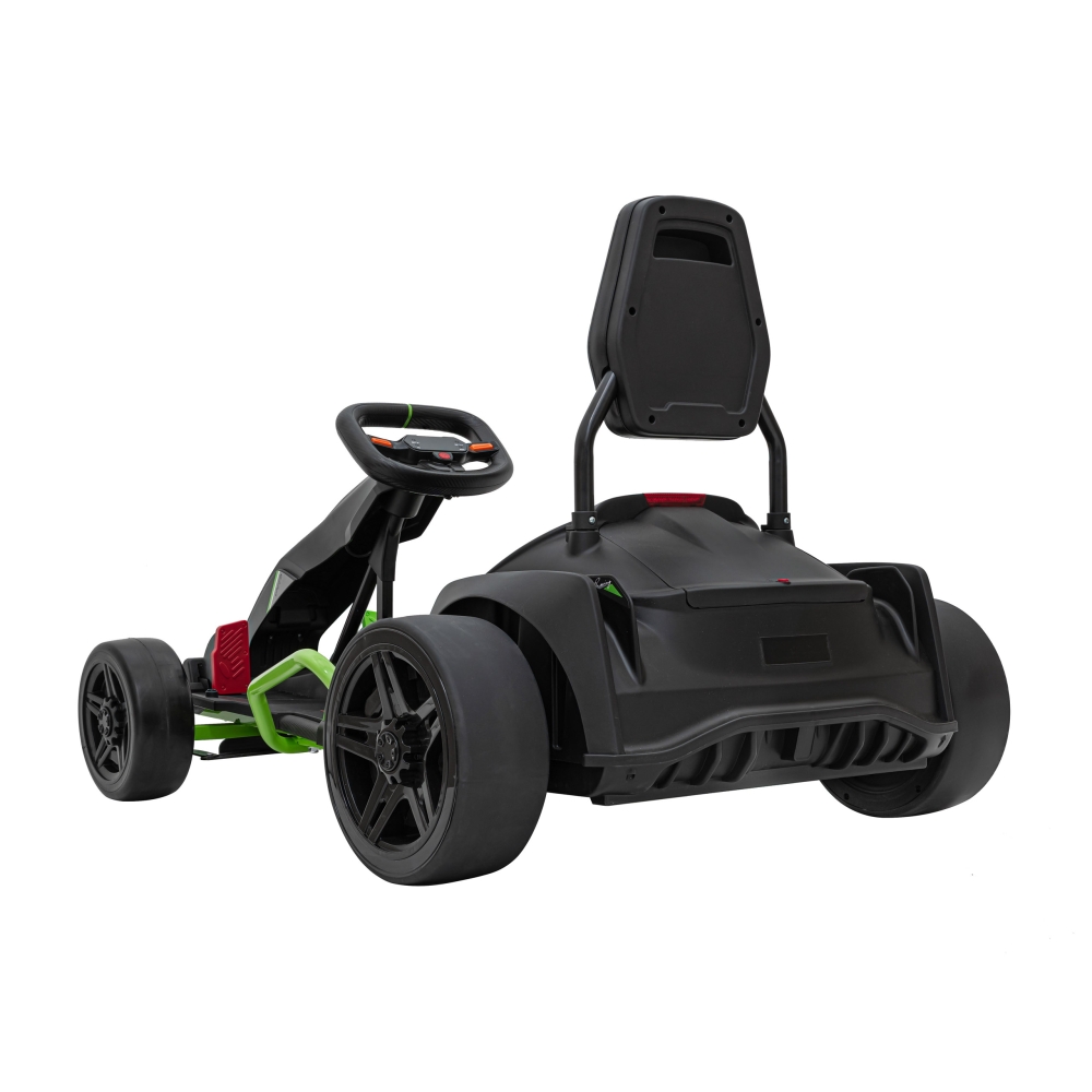 Akumuliatorinis kartingas „Fast 3 Drift“ vaikams, juodos spalvos + Driftavimo funkcija + 2x150 W varikliai + LED apšvietimas + S