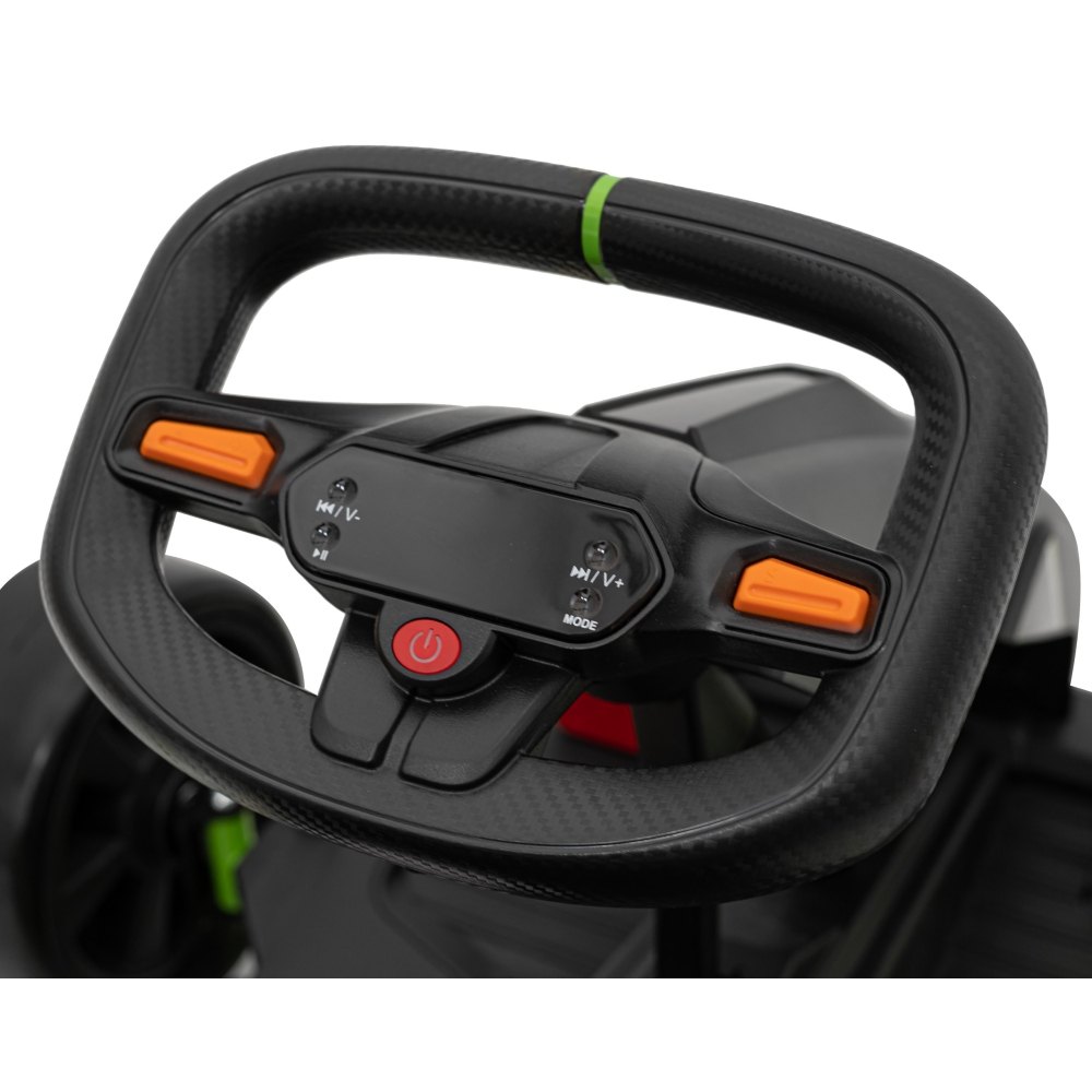 Akumuliatorinis kartingas „Fast 3 Drift“ vaikams, juodos spalvos + Driftavimo funkcija + 2x150 W varikliai + LED apšvietimas + S