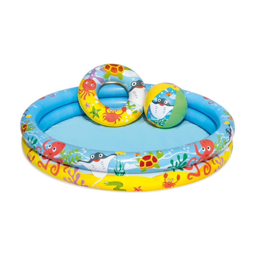 Vaikiško baseino rinkinys 3in1 122 x 20 cm + ratas + kamuolys Bestway 51124