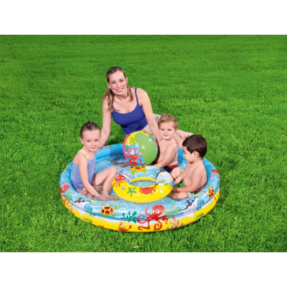 3w1 Basenik dla dzieci 122 x 20 cm + KĂłKO + PIłKA Bestway 51124