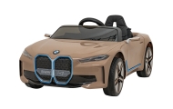 Autko BMW i4 na akumulator dla dzieci Złoty + Wolny Start + EVA + Ekoskóra + Audio LED + Pilot