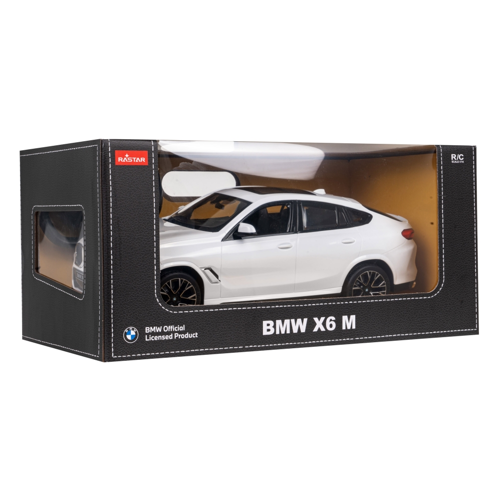 Nuotoliniu būdu valdomas BMW X6 M baltas RASTAR 1:14 + 2,4 GHz pultas