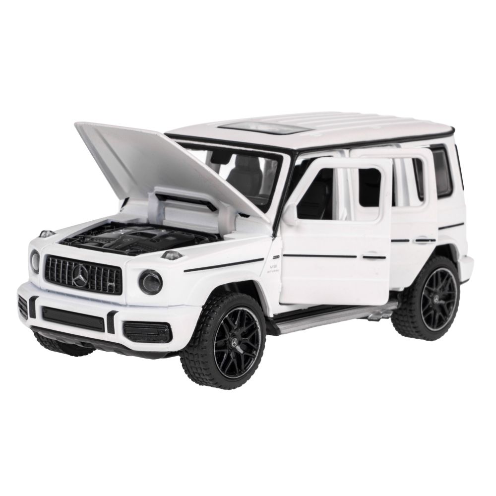 Mercedes-AMG G 63 biały RASTAR model 1:32 Metalowa karoseria + Ręcznie otwierane elementy