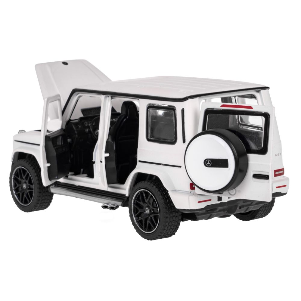 Mercedes-AMG G 63 biały RASTAR model 1:32 Metalowa karoseria + Ręcznie otwierane elementy