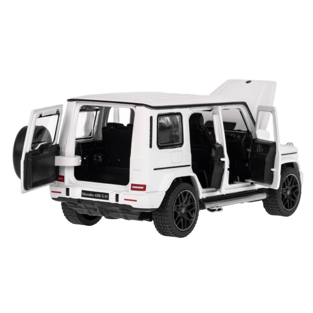 Mercedes-AMG G 63 biały RASTAR model 1:32 Metalowa karoseria + Ręcznie otwierane elementy