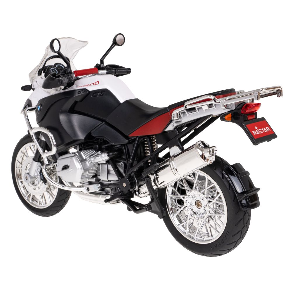 Motocykl BMW R 1200 GS biały RASTAR model 1:9 Metalowa karoseria