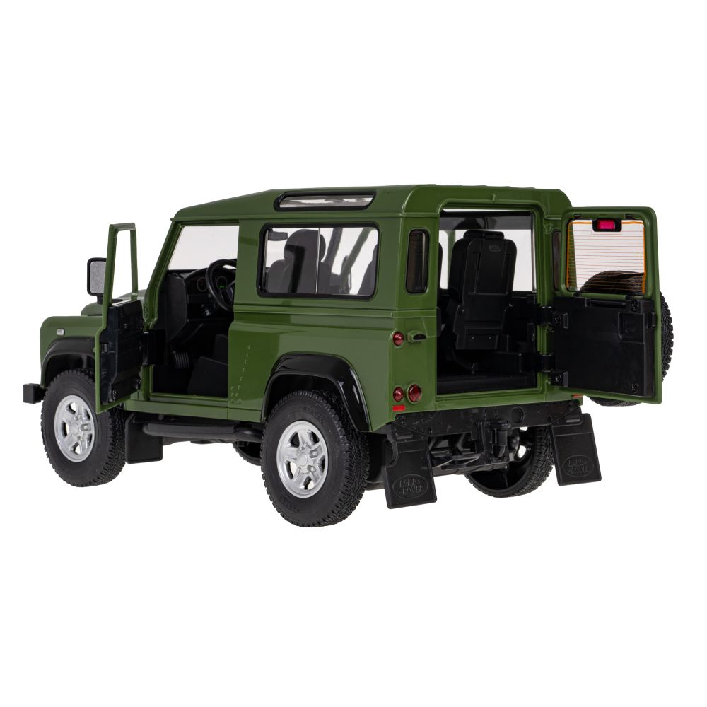 Land Rover Defender zielony RASTAR model 1:14 Zdalnie sterowanie auto + Pilot 2,4 GHz + Ręcznie otwierane drzwi