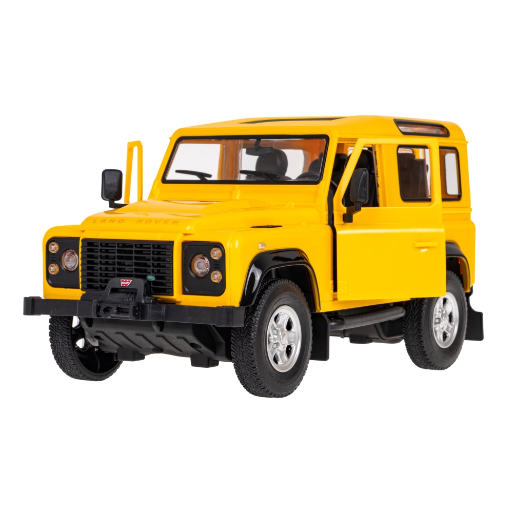Nuotoliniu būdu valdomas Land Rover Defender geltonas RASTAR 1:14