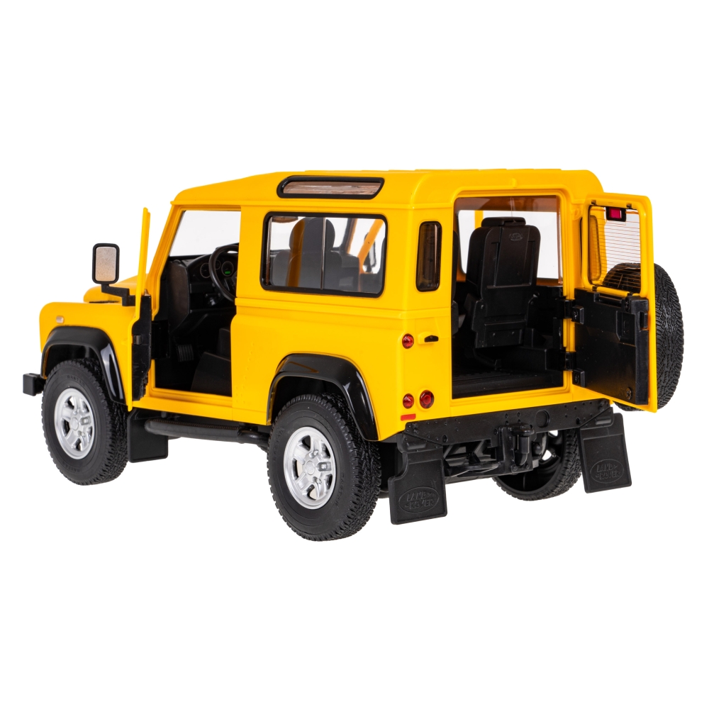 Nuotoliniu būdu valdomas Land Rover Defender geltonas RASTAR 1:14