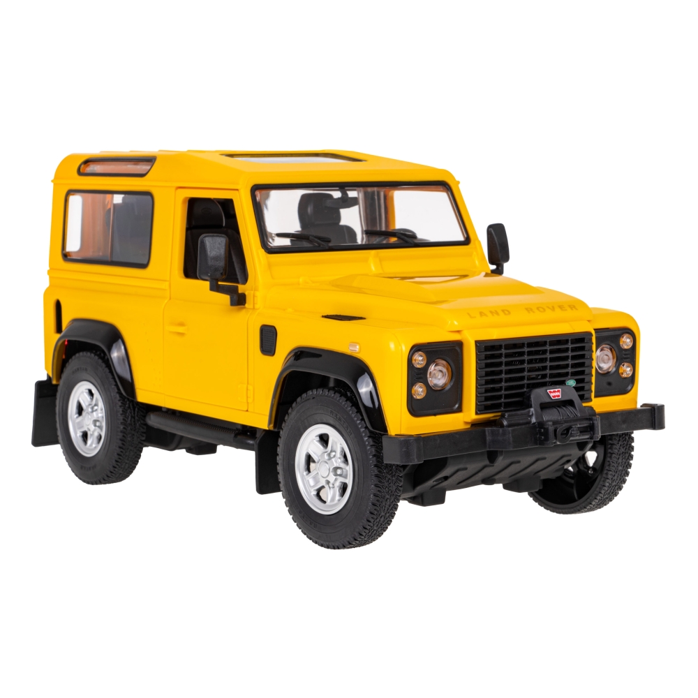 Nuotoliniu būdu valdomas Land Rover Defender geltonas RASTAR 1:14