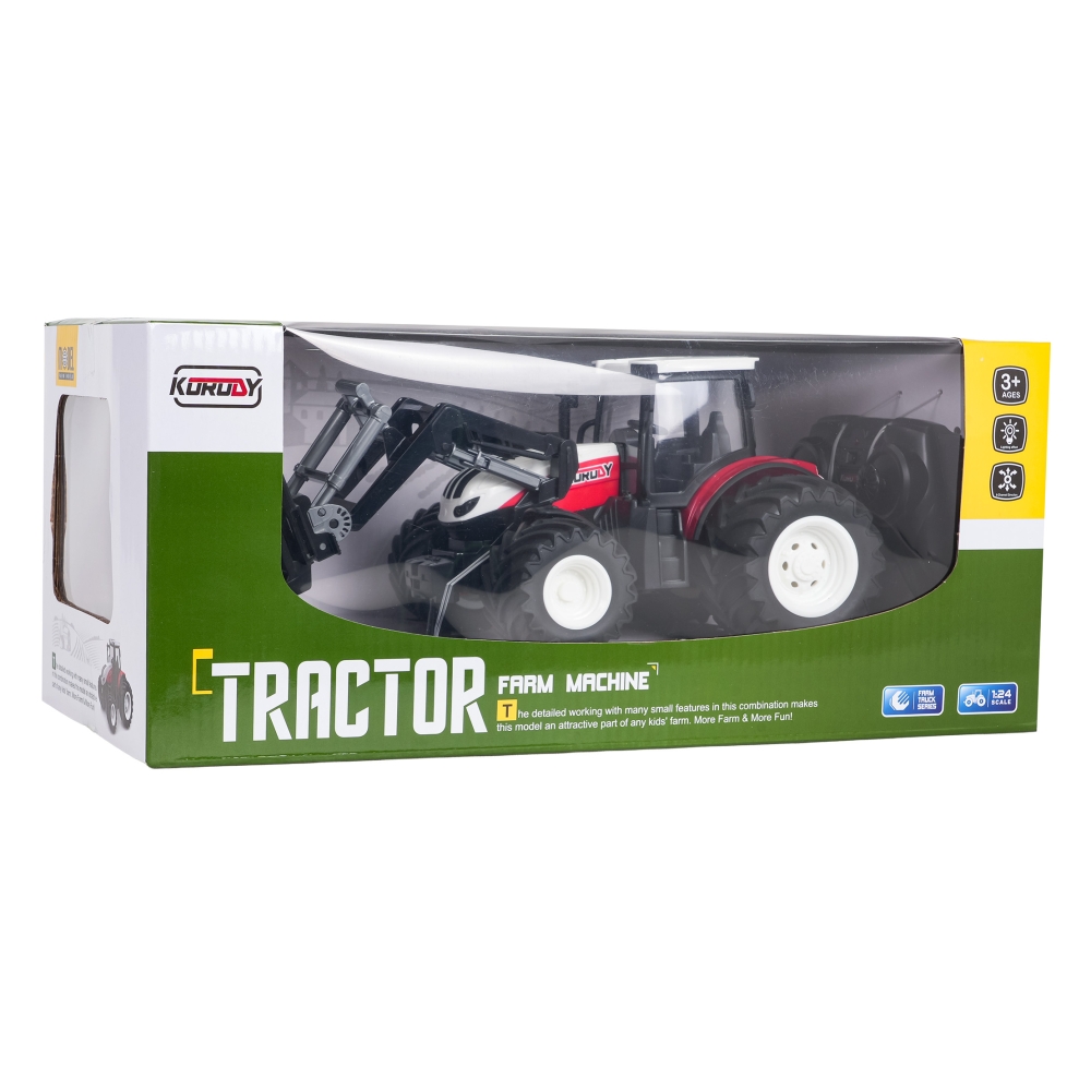 Raudonas R/C traktorius su turbinomis
