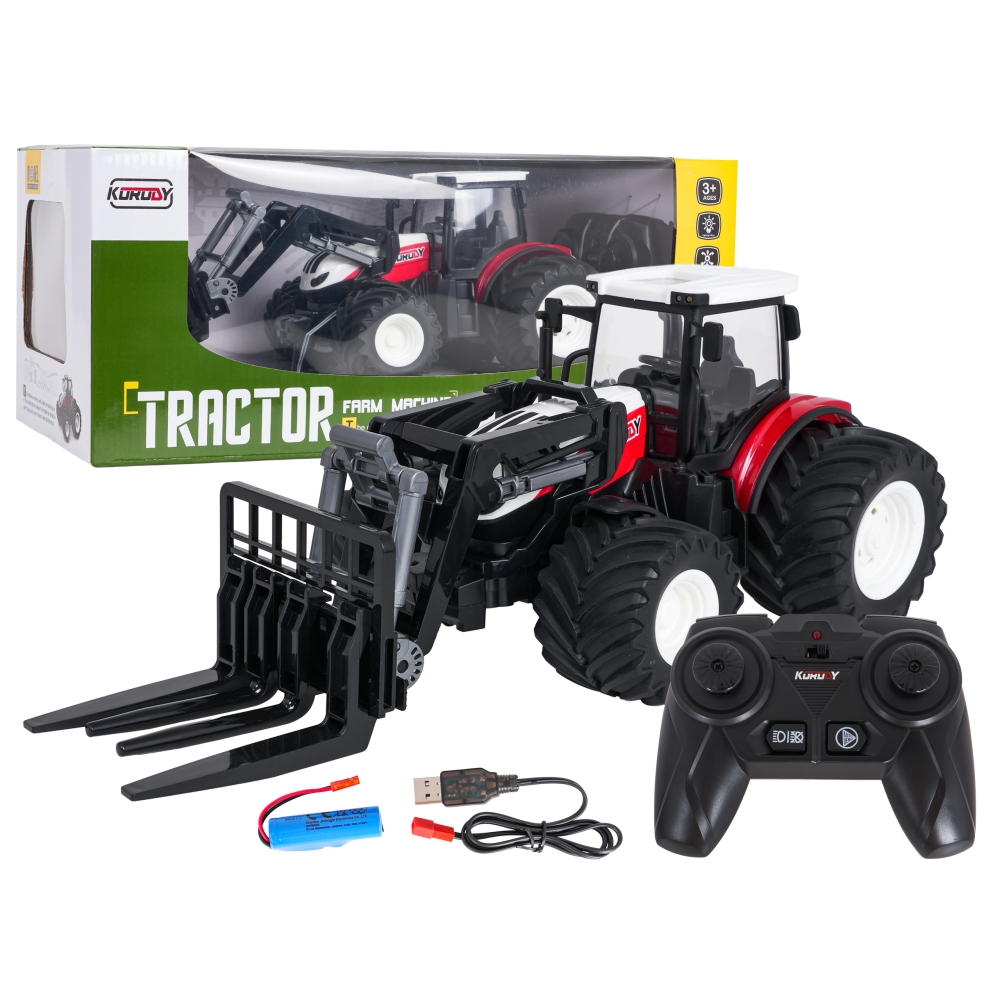Raudonas R/C traktorius su turbinomis