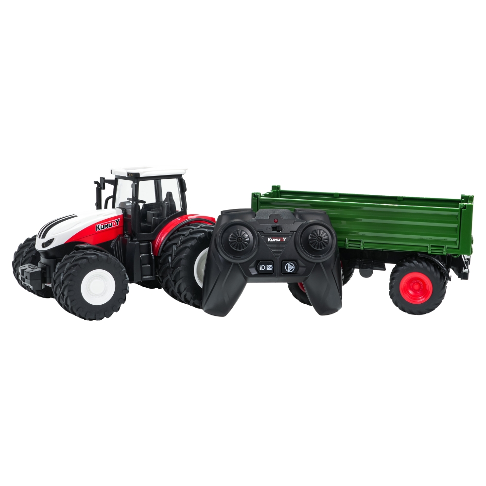 Raudonas R/C traktorius su žalia priekaba-Žaislai, Auto ir transporto žaislai, Traktoriai-e-vaikas
