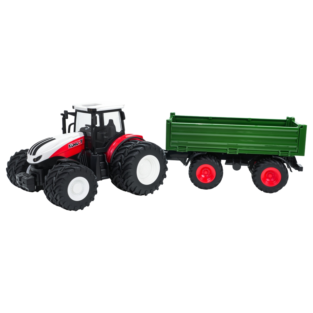 Raudonas R/C traktorius su žalia priekaba-Žaislai, Auto ir transporto žaislai, Traktoriai-e-vaikas