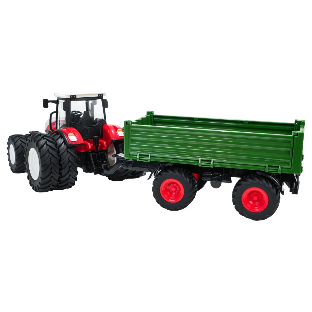 Raudonas R/C traktorius su žalia priekaba-Žaislai, Auto ir transporto žaislai, Traktoriai-e-vaikas