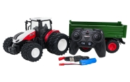 Raudonas R/C traktorius su žalia priekaba