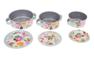 Zestaw aluminiowych Garnków dla dzieci 3+ Akcesoria 10 el. + Przybory kuchenne + Rękawica kuchenna