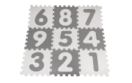 Mata biało-szara z 9 Puzzli dla dzieci 10m+ Wyjmowane cyfry litery + Pianka EVA + Powłoka antybakteryjna Ag+