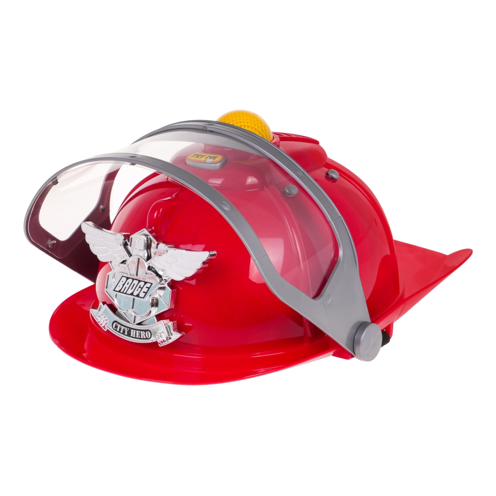 Interaktywny Kask Strażaka dla dzieci 3+ Dźwięki Syren + Światełka + Regulowany obwód