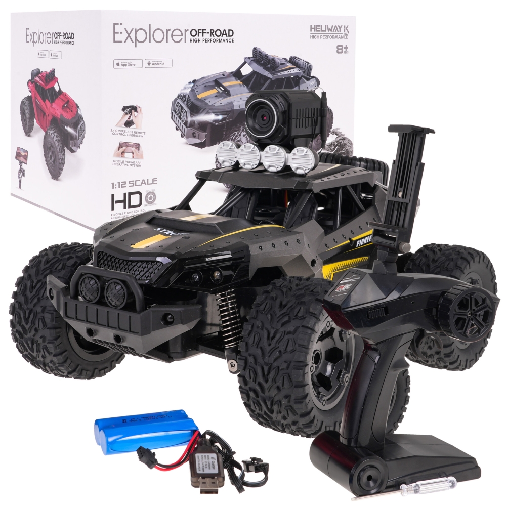 Visureigis su kamera MEGA Crawler PIONEER, pilkos spalvos-Žaislai, Auto ir transporto žaislai, Valdomos radijo bangomis-e-vaikas