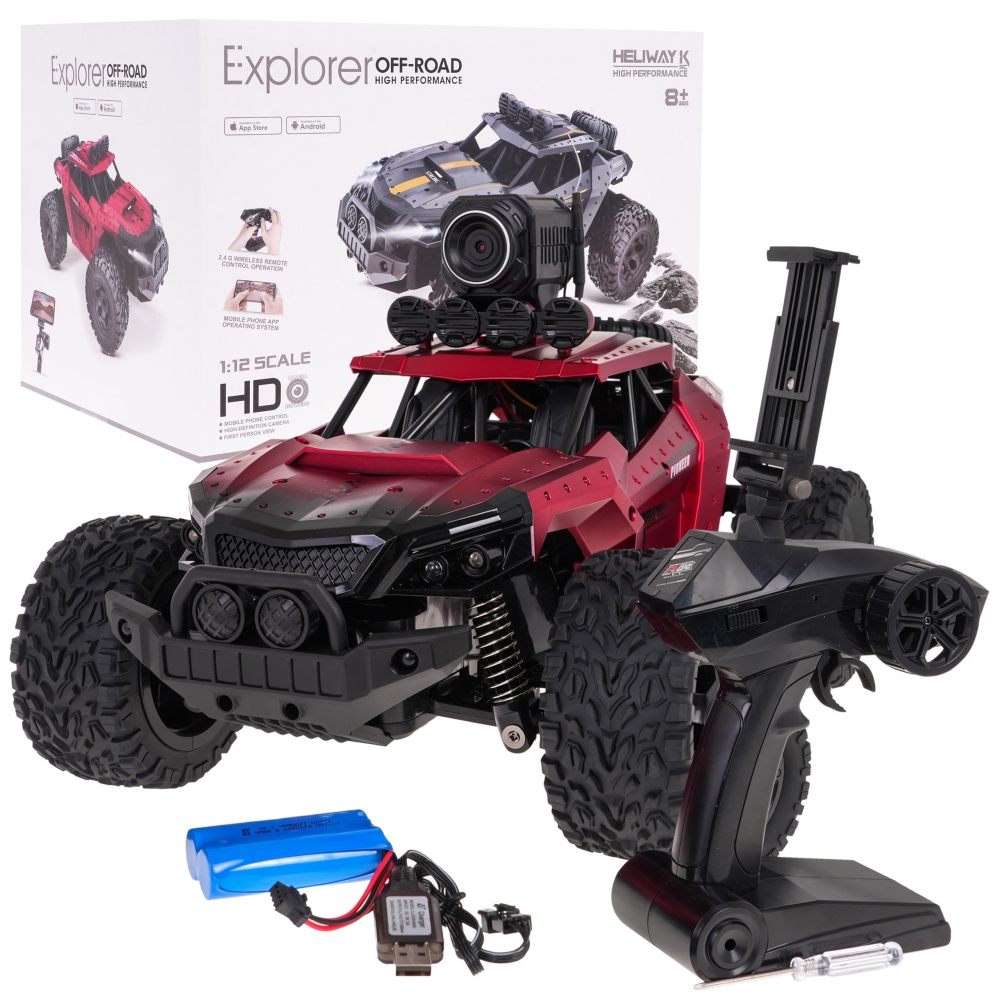 Visureigis su kamera MEGA Crawler PIONEER, raudonas-Žaislai, Auto ir transporto žaislai, Valdomos radijo bangomis-e-vaikas