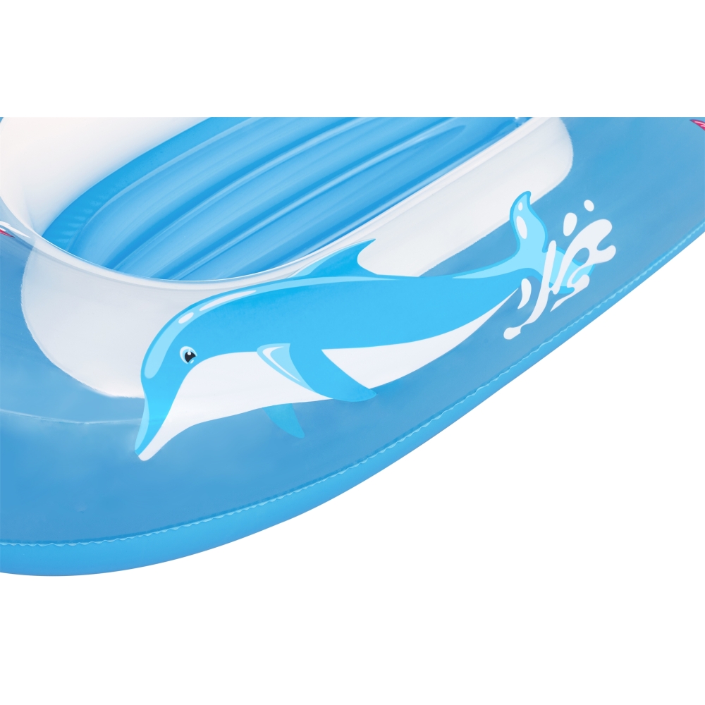 Dmuchany Ponton do pływania Delfinek dla dzieci 3+ BESTWAY 102x69cm + Dmuchane dno + Mocne uchwyty