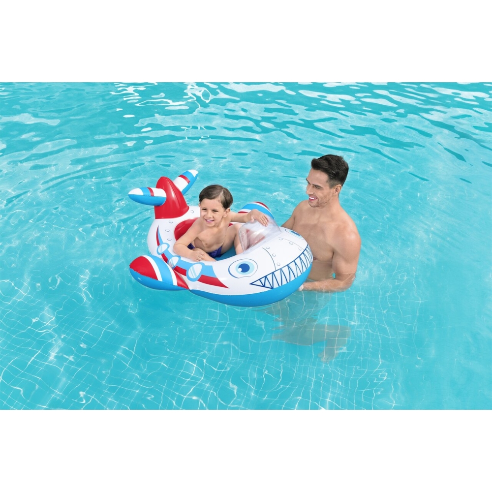 BESTWAY 109x97cm pripučiamas lėktuvo plaukimo pontonas vaikams 3+ + pripučiamas stiklas