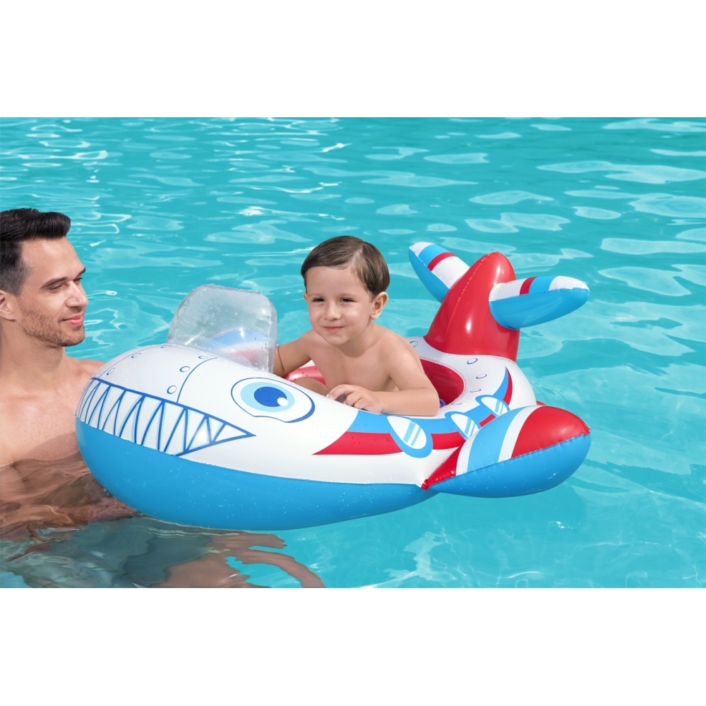 BESTWAY 109x97cm pripučiamas lėktuvo plaukimo pontonas vaikams 3+ + pripučiamas stiklas