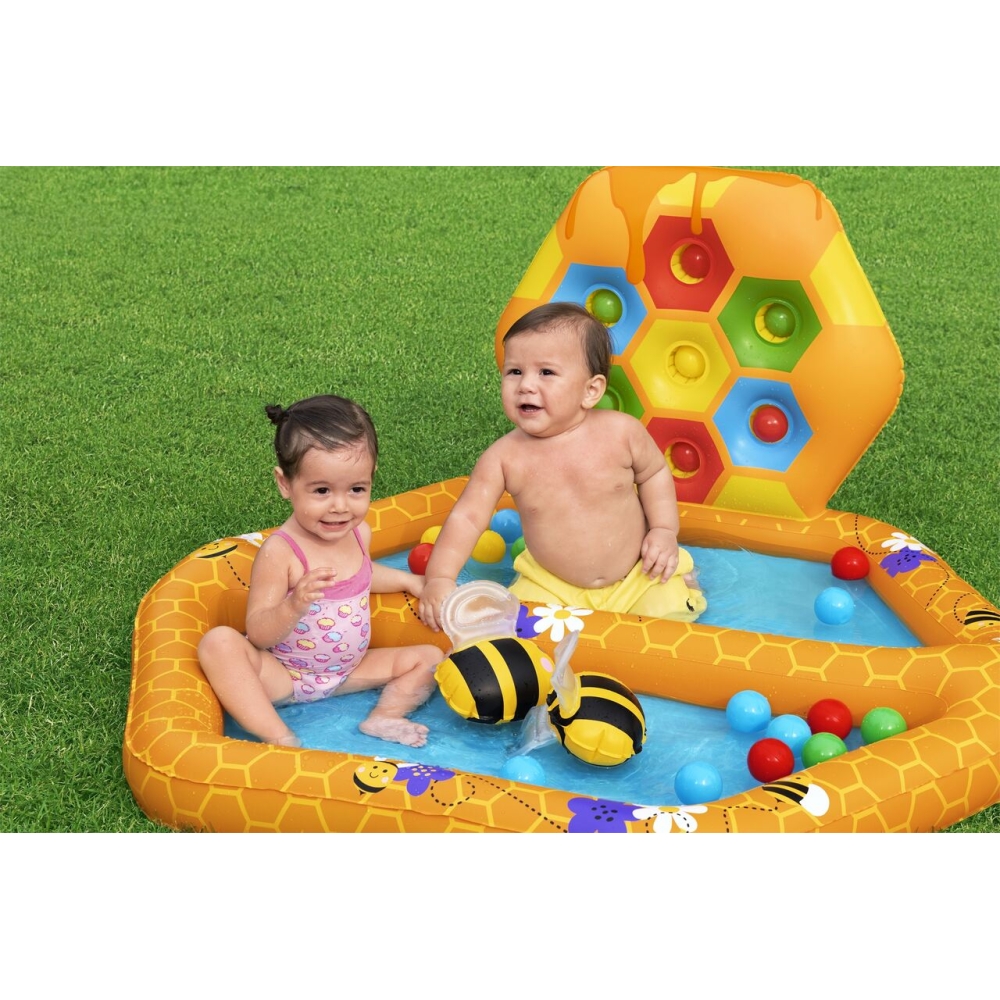 Dmuchany Basenik Pszczoły dla dzieci 12m+ Bestway 127x119x61 + Gra sorter + 20 Piłeczek + 2 Dmuchane pszczoły