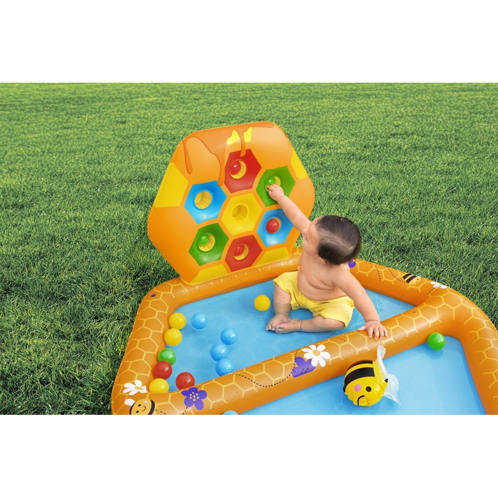 Dmuchany Basenik Pszczoły dla dzieci 12m+ Bestway 127x119x61 + Gra sorter + 20 Piłeczek + 2 Dmuchane pszczoły
