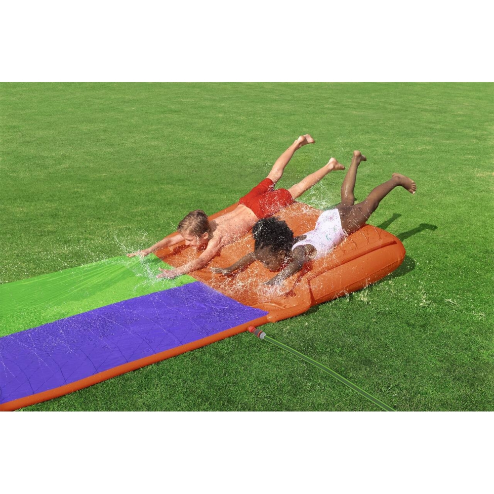 Ślizg wodny SplashCoaster dla 2 dzieci 3+ BESTWAY Tor 488cm + Spryskiwacze + Rampa