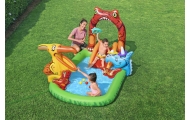 Pripučiama žaidimų aikštelė BESTWAY 241x140x137cm Dinozaurų pasaulis vaikams 2+ + čiuožykla + vandens dušas + priedai