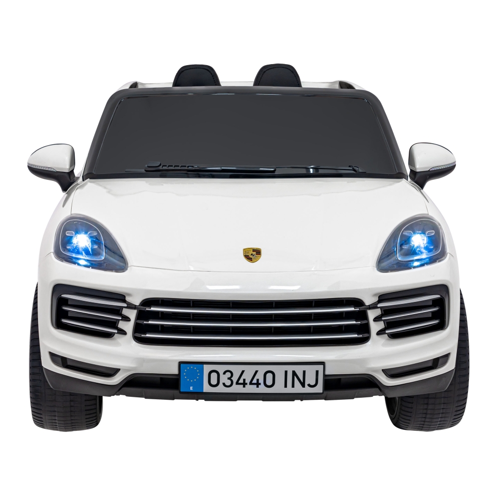 Elektromobilis Porsche Cayenne S, lakuotas baltas-Elektromobiliai vaikams, Visureigiai-e-vaikas