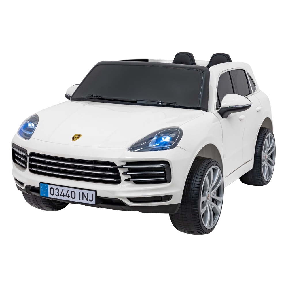 Elektromobilis Porsche Cayenne S, lakuotas baltas-Elektromobiliai vaikams, Visureigiai-e-vaikas