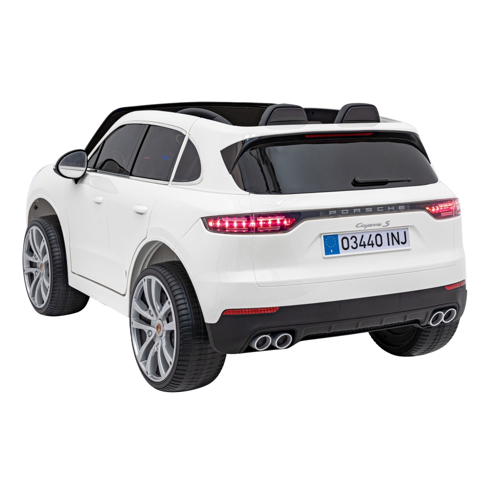 Elektromobilis Porsche Cayenne S, lakuotas baltas-Elektromobiliai vaikams, Visureigiai-e-vaikas