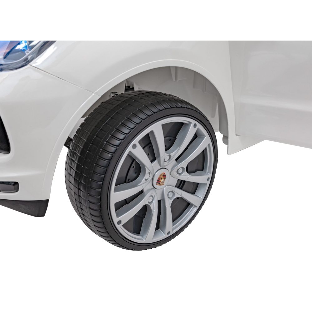 Elektromobilis Porsche Cayenne S, lakuotas baltas-Elektromobiliai vaikams, Visureigiai-e-vaikas