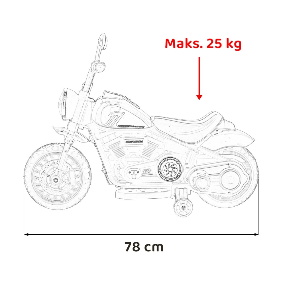 Elektrinis motociklas Chopper FASTER, White-Elektromobiliai vaikams, Motociklai-e-vaikas