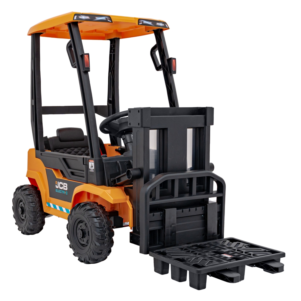 JCB geltonas šakinis krautuvas-Elektromobiliai vaikams, Traktoriai-e-vaikas