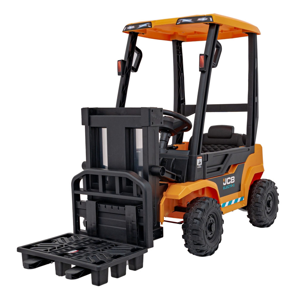 JCB geltonas šakinis krautuvas-Elektromobiliai vaikams, Traktoriai-e-vaikas