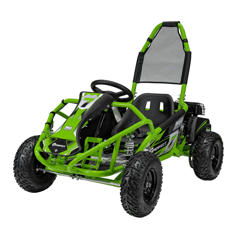Degalinis kartingas „MUD MONSTER“ (žalias)-Elektromobiliai vaikams, Kartingai vaikams-e-vaikas