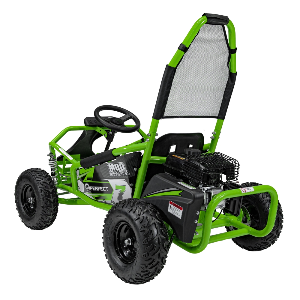 Degalinis kartingas „MUD MONSTER“ (žalias)-Elektromobiliai vaikams, Kartingai vaikams-e-vaikas
