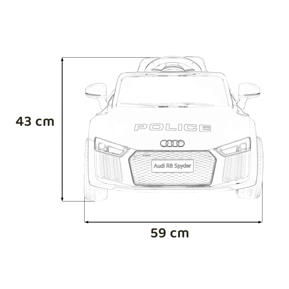 Elektromobilis Audi R8 Policja, Black-Elektromobiliai vaikams, Mašinos-e-vaikas