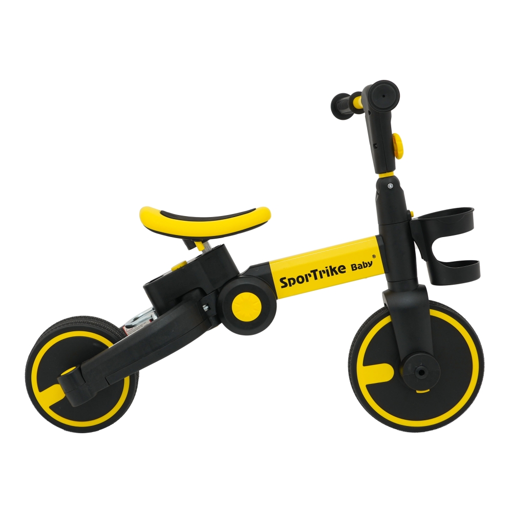 Dviratis Happy Bike 3in1 Sportrike, Yellow-Judėjimui, Balansiniai dviratukai, Triratukai vaikams-e-vaikas