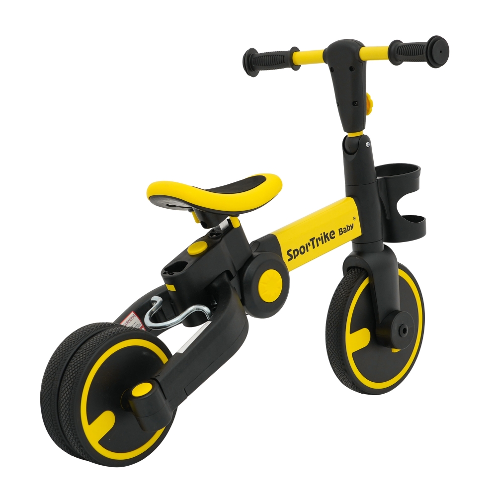 Dviratis Happy Bike 3in1 Sportrike, Yellow-Judėjimui, Balansiniai dviratukai, Triratukai vaikams-e-vaikas