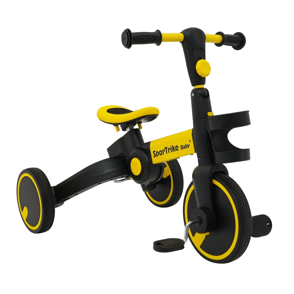 Dviratis Happy Bike 3in1 Sportrike, Yellow-Judėjimui, Balansiniai dviratukai, Triratukai vaikams-e-vaikas