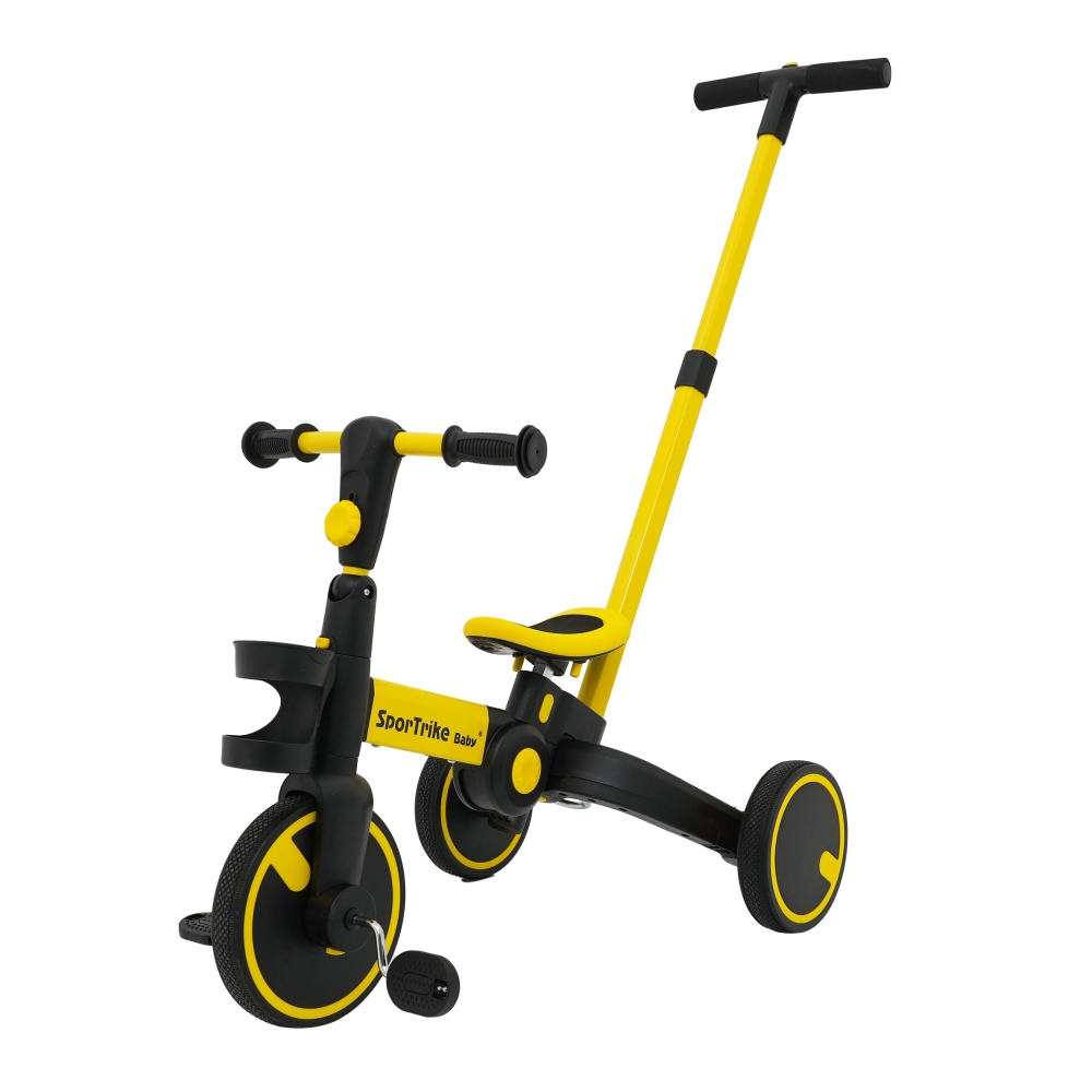 Dviratis Happy Bike 3in1 Sportrike, Yellow-Judėjimui, Balansiniai dviratukai, Triratukai vaikams-e-vaikas