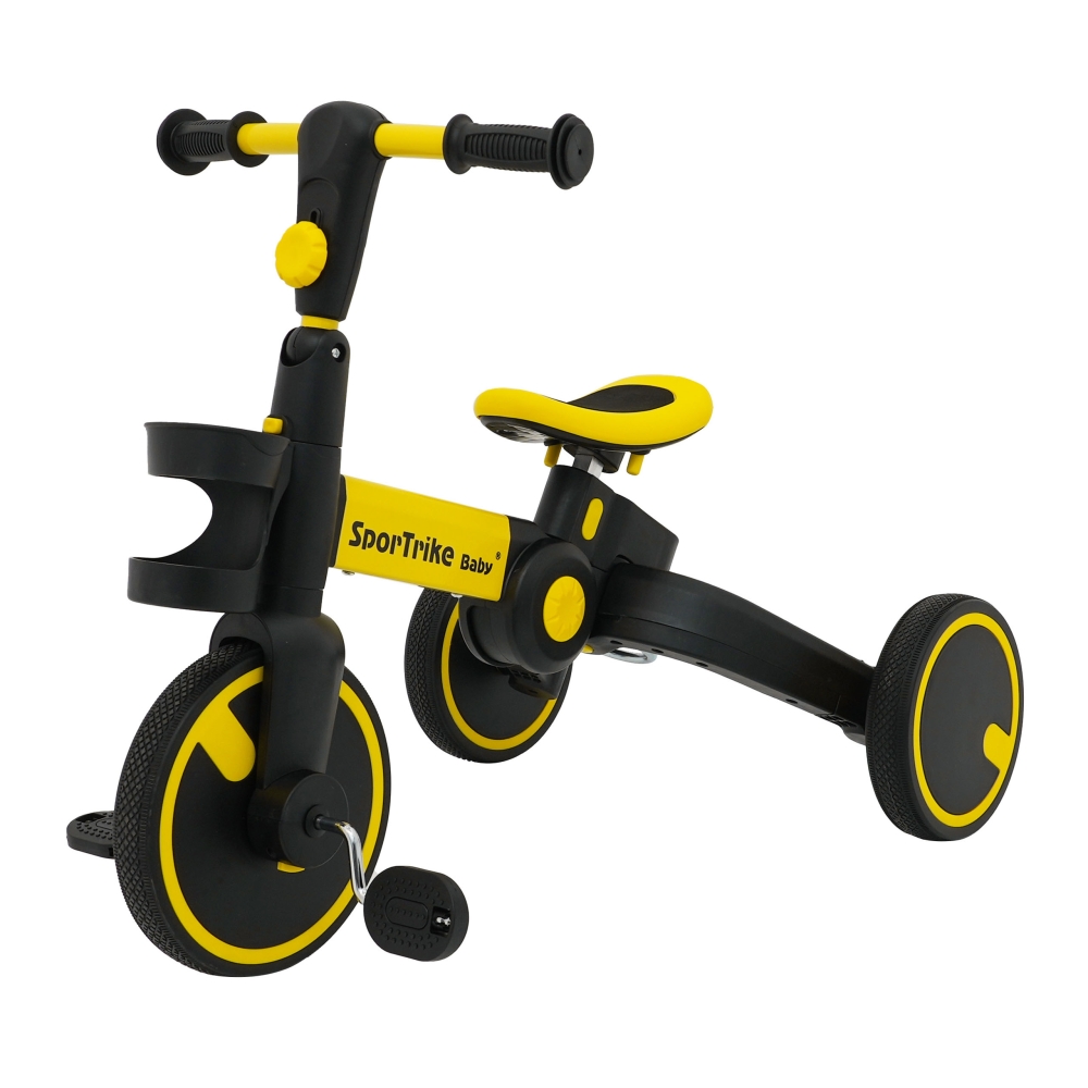Dviratis Happy Bike 3in1 Sportrike, Yellow-Judėjimui, Balansiniai dviratukai, Triratukai vaikams-e-vaikas